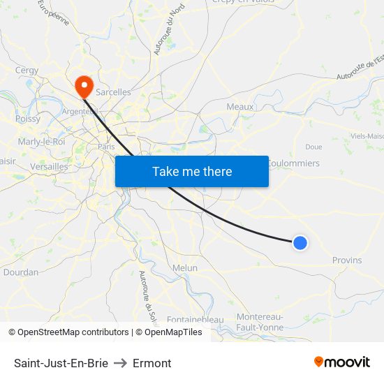 Saint-Just-En-Brie to Ermont map