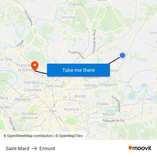 Saint-Mard to Ermont map