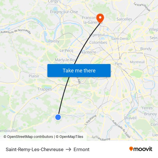 Saint-Remy-Les-Chevreuse to Ermont map