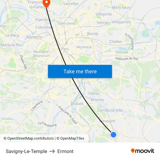 Savigny-Le-Temple to Ermont map