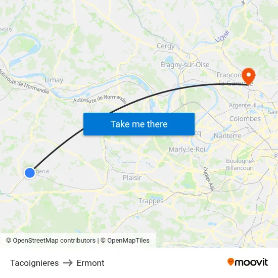 Tacoignieres to Ermont map