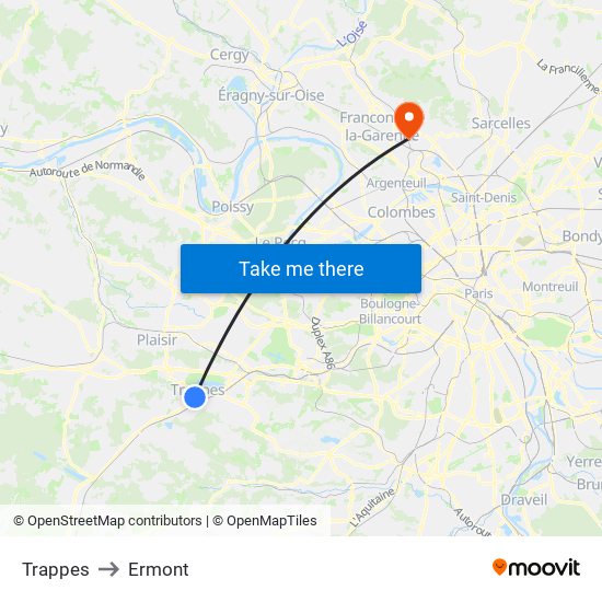 Trappes to Ermont map