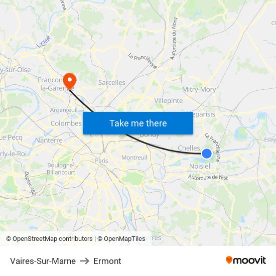 Vaires-Sur-Marne to Ermont map