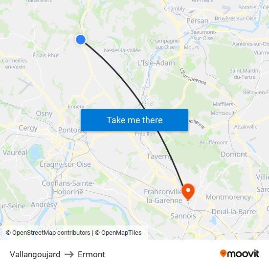 Vallangoujard to Ermont map