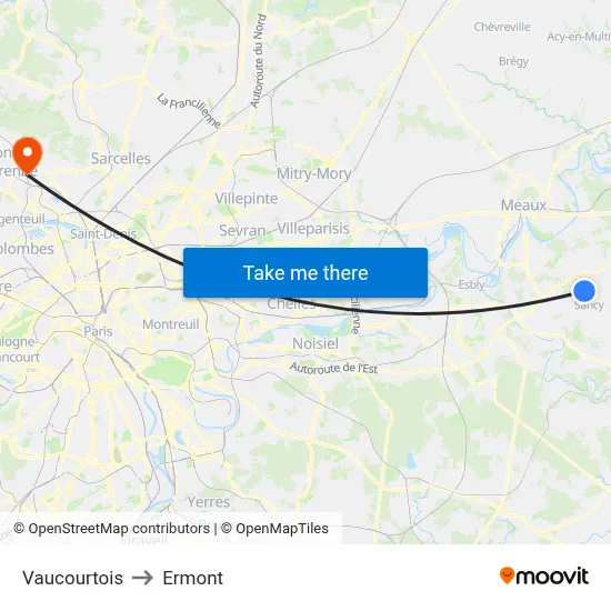 Vaucourtois to Ermont map
