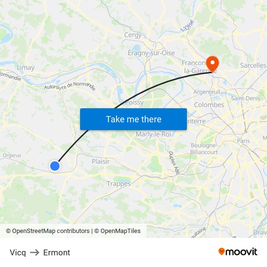 Vicq to Ermont map