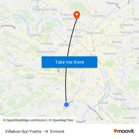 Villebon-Sur-Yvette to Ermont map