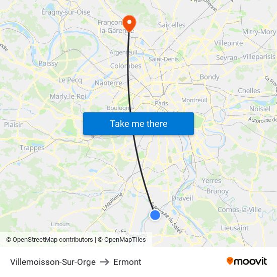 Villemoisson-Sur-Orge to Ermont map