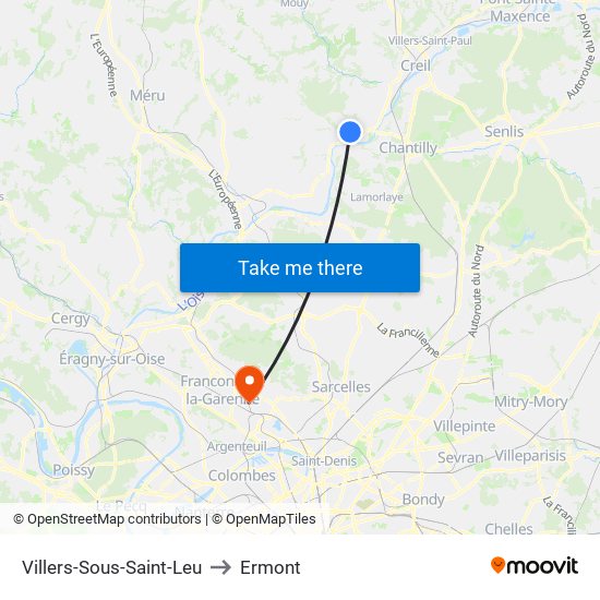 Villers-Sous-Saint-Leu to Ermont map