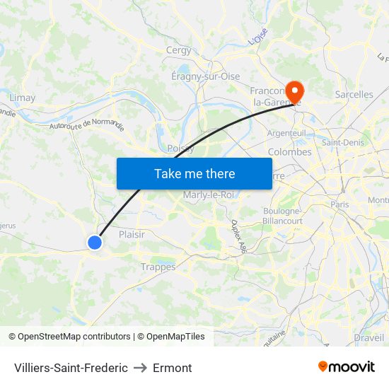 Villiers-Saint-Frederic to Ermont map