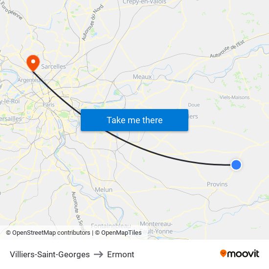 Villiers-Saint-Georges to Ermont map