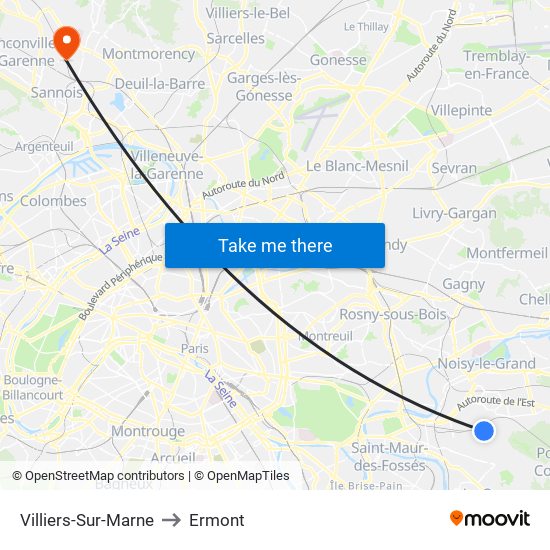 Villiers-Sur-Marne to Ermont map