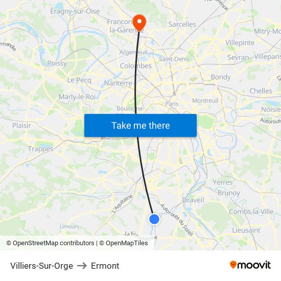 Villiers-Sur-Orge to Ermont map