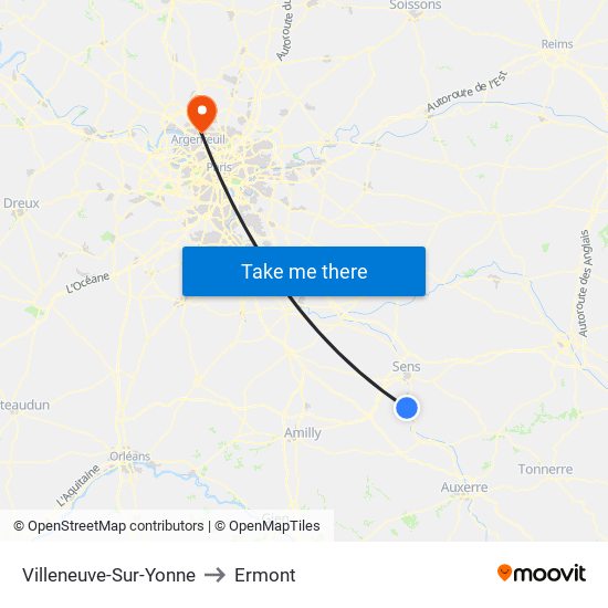 Villeneuve-Sur-Yonne to Ermont map