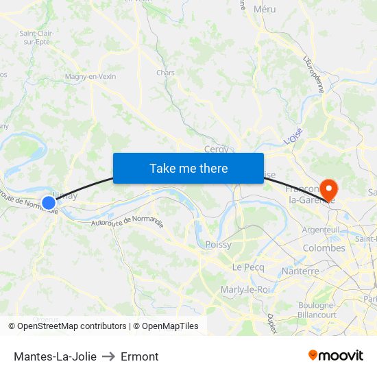 Mantes-La-Jolie to Ermont map