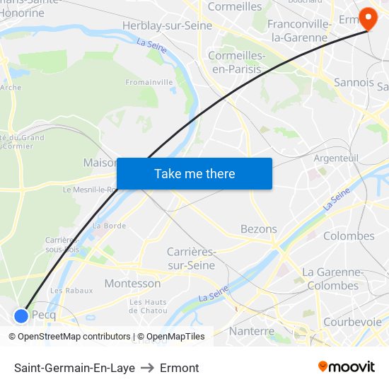 Saint-Germain-En-Laye to Ermont map