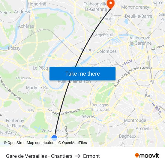 Gare de Versailles - Chantiers to Ermont map