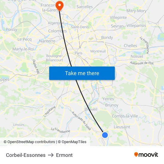 Corbeil-Essonnes to Ermont map