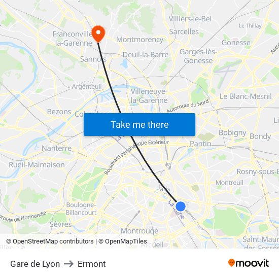 Gare de Lyon to Ermont map