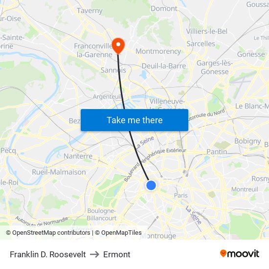 Franklin D. Roosevelt to Ermont map