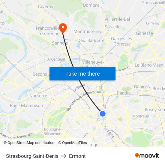 Strasbourg-Saint-Denis to Ermont map