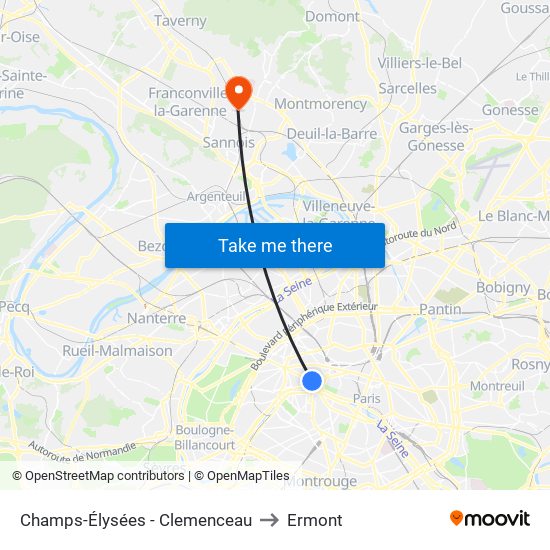 Champs-Élysées - Clemenceau to Ermont map