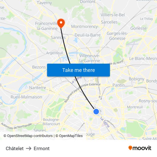 Châtelet to Ermont map