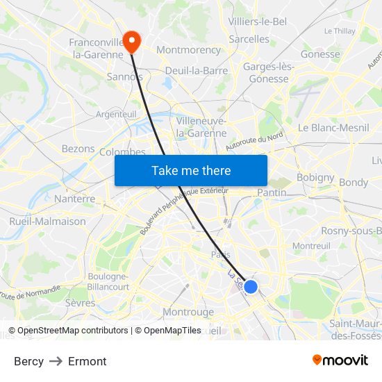 Bercy to Ermont map