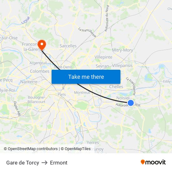 Gare de Torcy to Ermont map