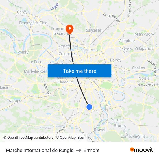 Marché International de Rungis to Ermont map