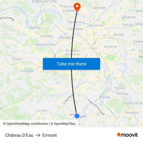 Château D'Eau to Ermont map