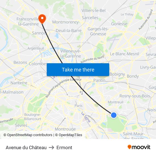 Avenue du Château to Ermont map