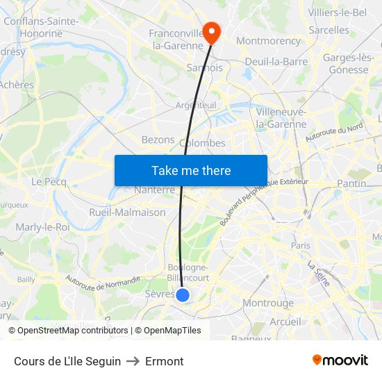 Cours de L'Ile Seguin to Ermont map