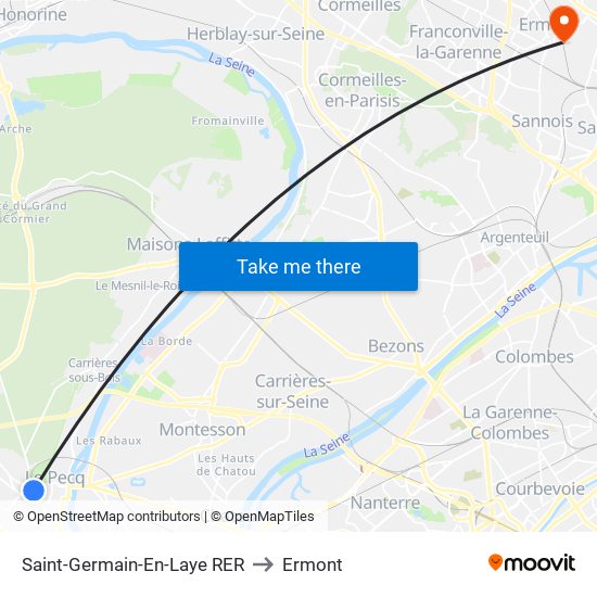 Saint-Germain-En-Laye RER to Ermont map