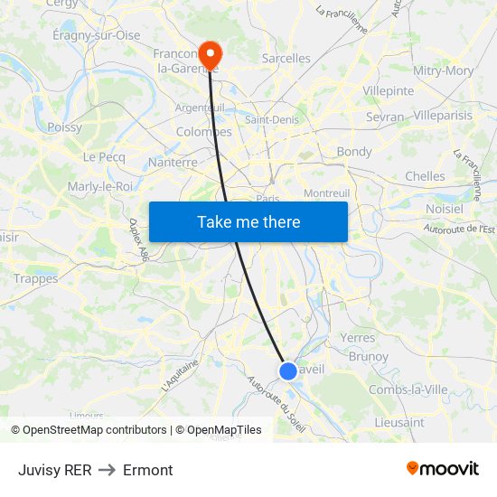 Juvisy RER to Ermont map