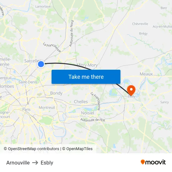 Arnouville to Esbly map