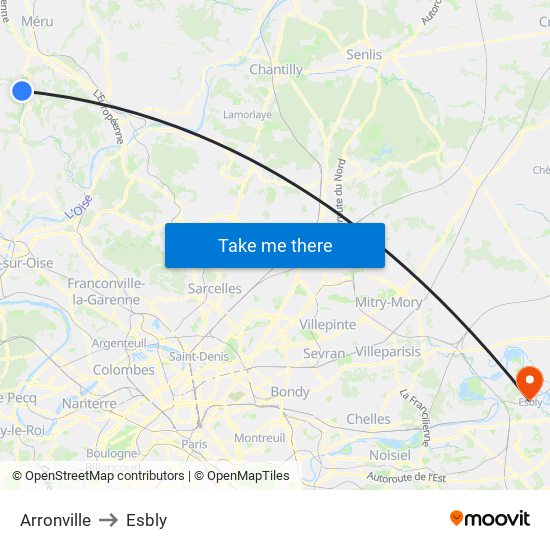 Arronville to Esbly map