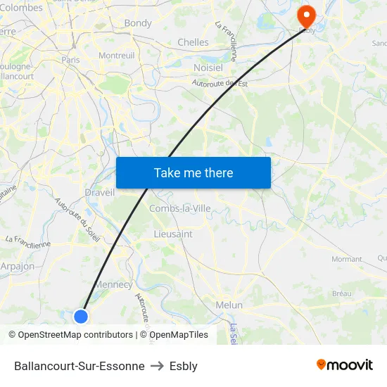 Ballancourt-Sur-Essonne to Esbly map