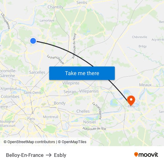 Belloy-En-France to Esbly map