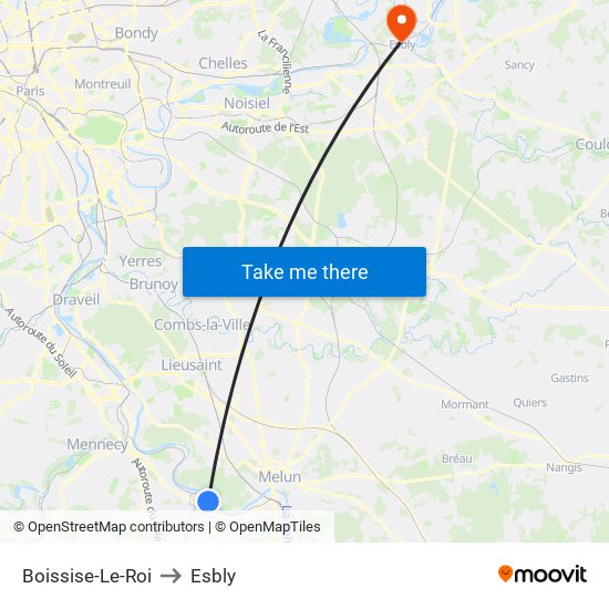 Boissise-Le-Roi to Esbly map
