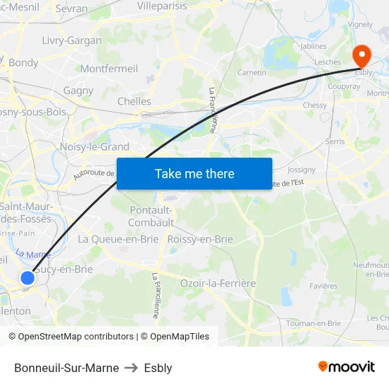 Bonneuil-Sur-Marne to Esbly map