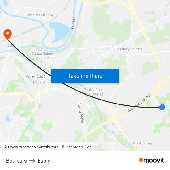 Bouleurs to Esbly map