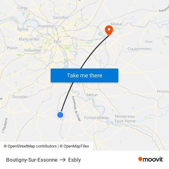 Boutigny-Sur-Essonne to Esbly map