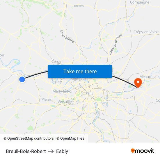 Breuil-Bois-Robert to Esbly map