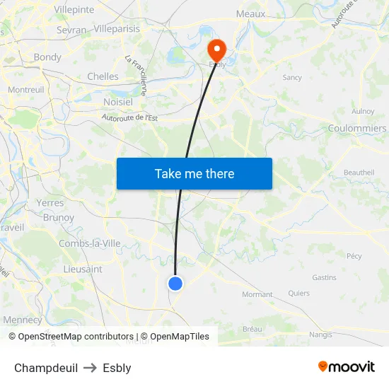 Champdeuil to Esbly map