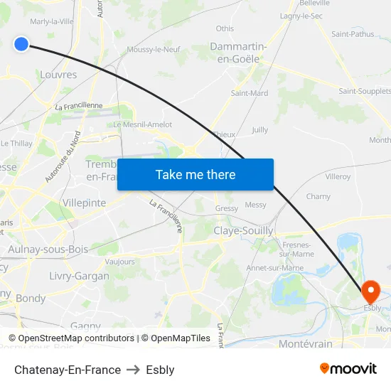 Chatenay-En-France to Esbly map