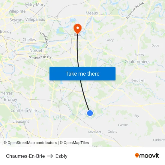 Chaumes-En-Brie to Esbly map