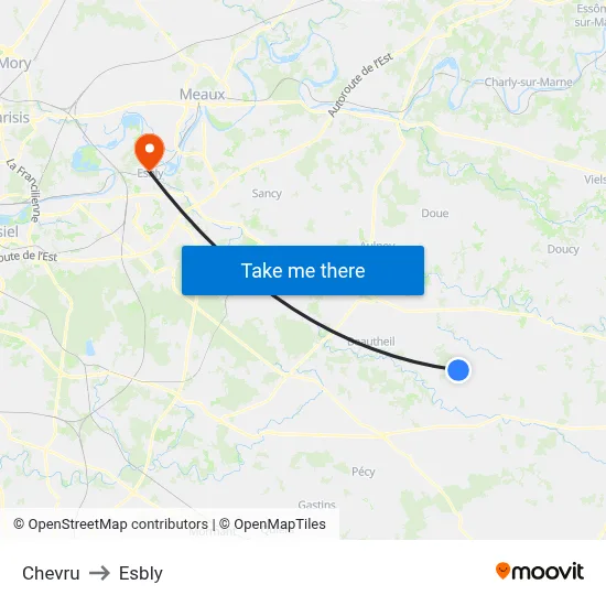 Chevru to Esbly map