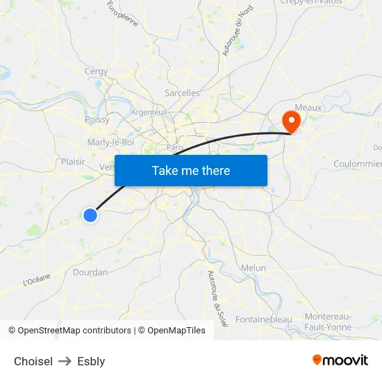 Choisel to Esbly map