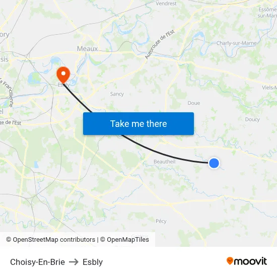 Choisy-En-Brie to Esbly map